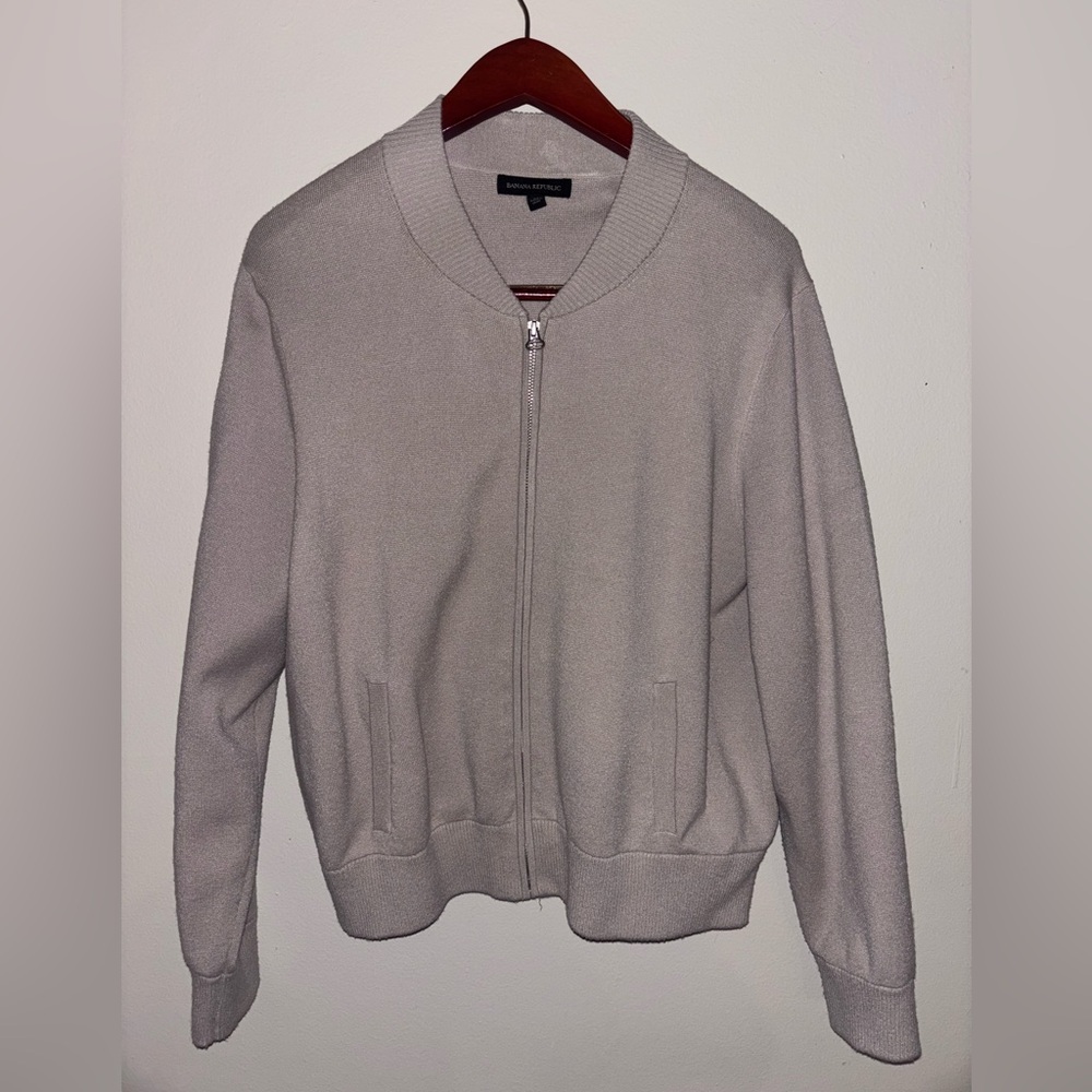 Banana Republic Taupe Zip-Up Sweater